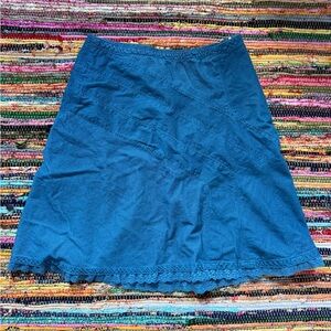 Y2K No Boundaries Teal Cotton Skirt – Size 7, Side Zipper, Lace Hem